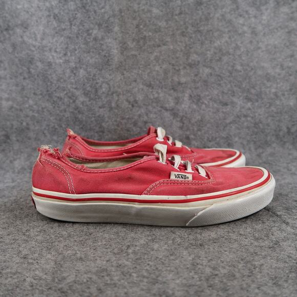 Vans Shoes Womens 7 Sneakers Authentic Low Red Canvas Skate Casual Lace Up Flat - Picture 1 of 11
